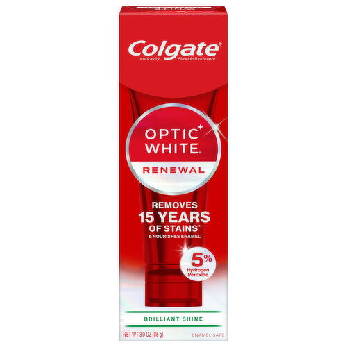 Colgate Optic White Toothpaste, Fluoride, Anticavity, Renewal