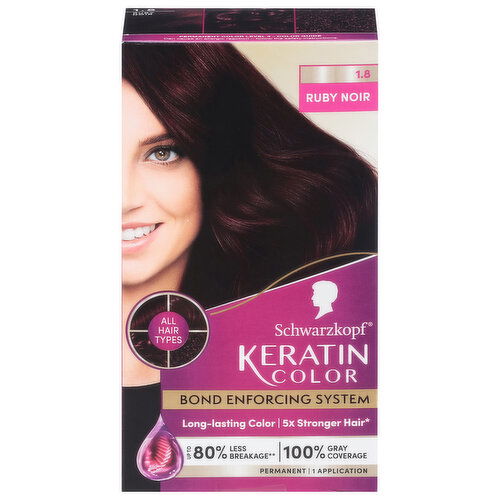 Schwarzkopf Hair Color, Permanent, Ruby Noir 1.8