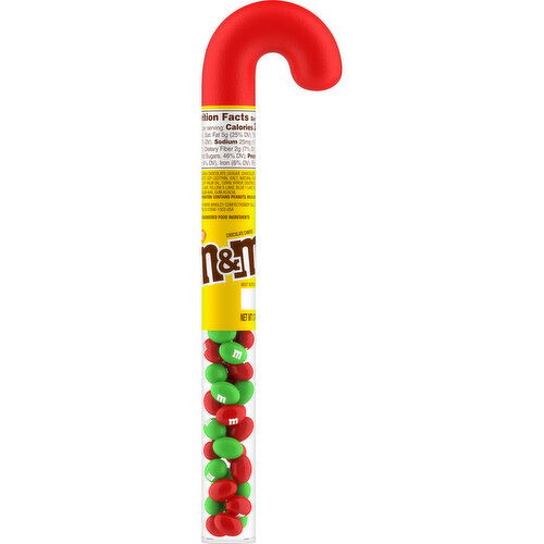 M&M'S M&M'S Holiday Peanut Milk Chocolate Christmas Candy Cane Tube, 1.74oz