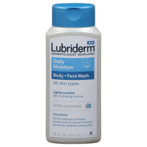 Lubriderm Body + Face Wash, Daily Moisture, Lightly Scented