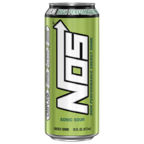 NOS Energy Drink, High Performance, Sonic Sour