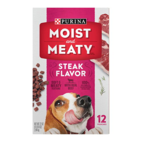 Moist & Meaty Purina Moist and Meaty Steak Flavor Soft Dog Food Pouches