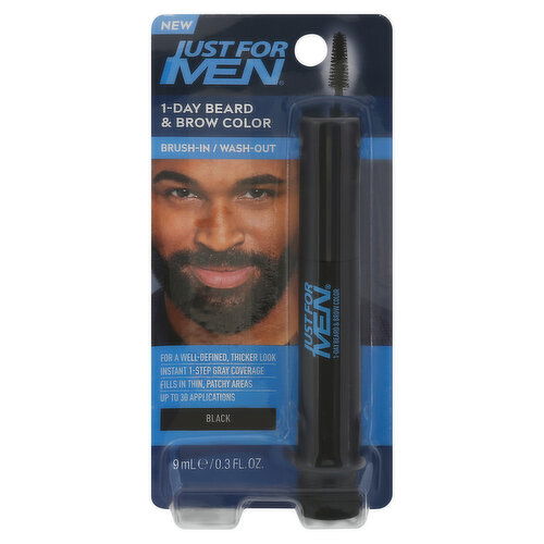 Just For Men 1-Day Beard & Brow Color, Brush-In/Wash-Out, Black