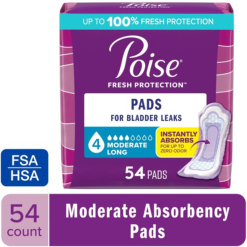 Poise Fresh Protection Moderate Long Pads