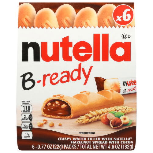 Nutella B-Ready Wafer, Hazelnut Spread with Cocoa, Crispy