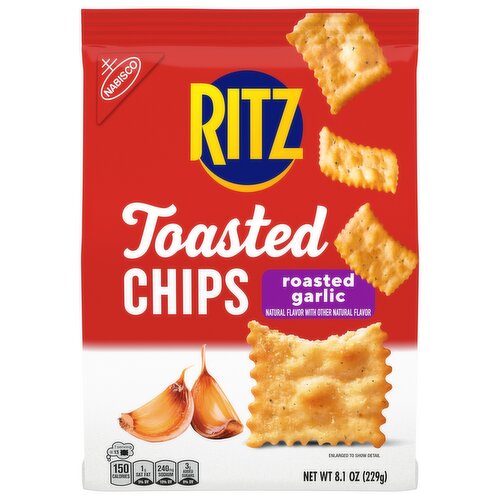 RITZ Toasted Chips Roasted Garlic Crackers, Party Snacks