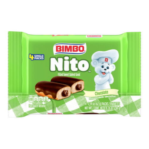 Bimbo Chocolate Crème Filled Sweet Baked Good, 4 packs, 8.76 oz
