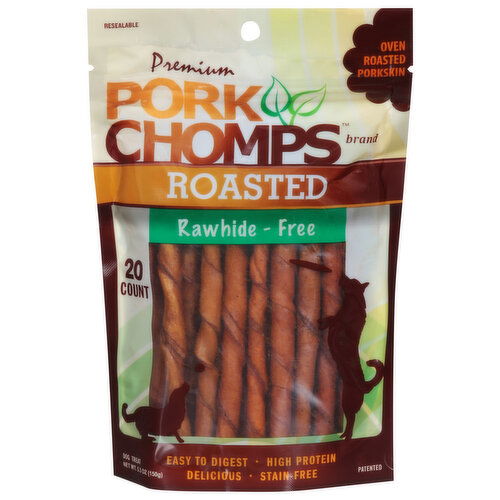 Pork Chomps Dog Treat, Roasted, Rawhide-Free