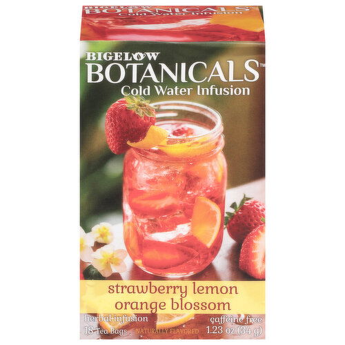 Bigelow Botanicals Cold Water Infusion, Caffeine Free, Strawberry Lemon Orange Blossom, Tea Bags