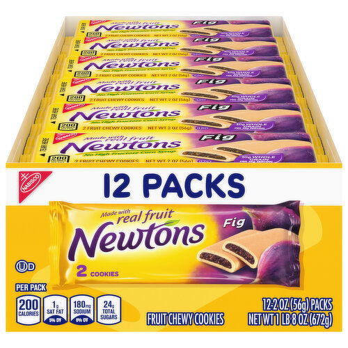 Newtons Cookies, Fruit Chewy, Fig, 12 Pack