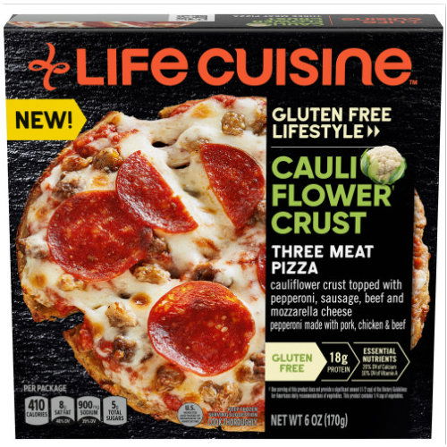 Life Cuisine Cauliflower Crust Three Meat Frozen Pizza