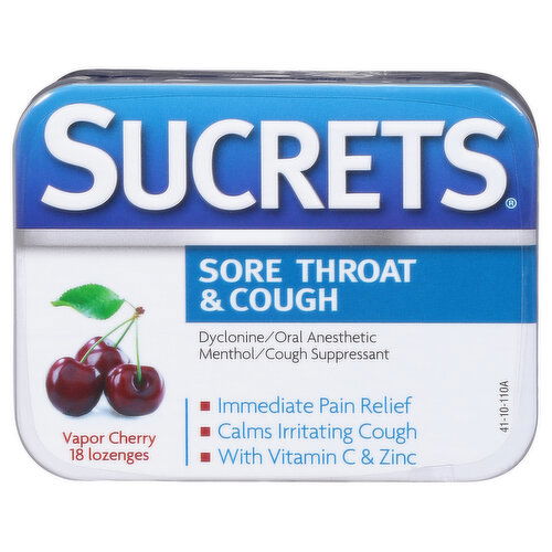 Sucrets Sore Throat & Cough, Lozenges, Vapor Cherry