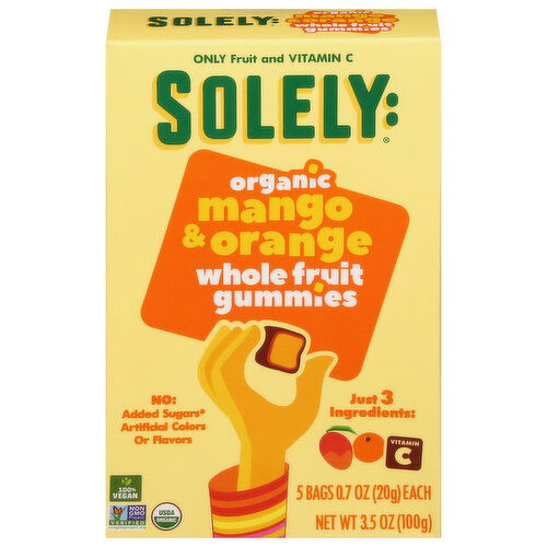 Solely Gummies, Organic, Mango & Orange, Whole Fruit