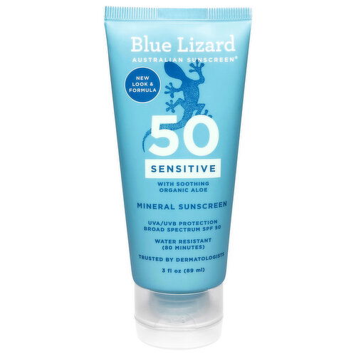 Blue Lizard Sunscreen, Australian, Sensitive, Broad Spectrum SPF 50+