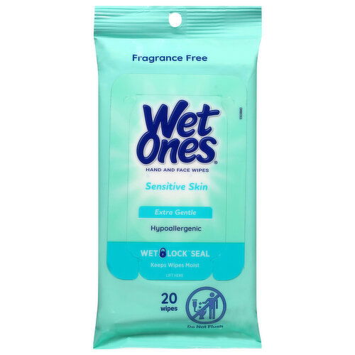 Wet Ones Sensitive Skin Extra Gentle Hand and Face Fragrance Free Wipes