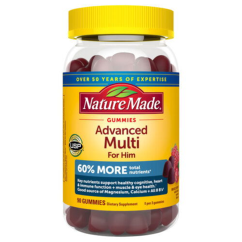 Nature Made Advanced Multi, for Him, Gummies, Mixed Berry