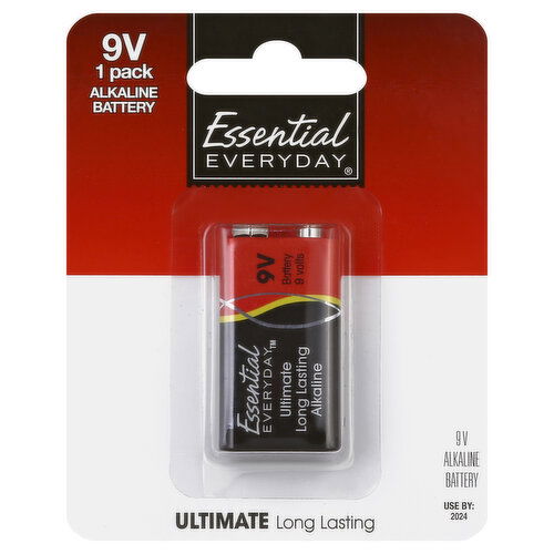 Essential Everyday Battery, Alkaline, 9V, 1 Pack