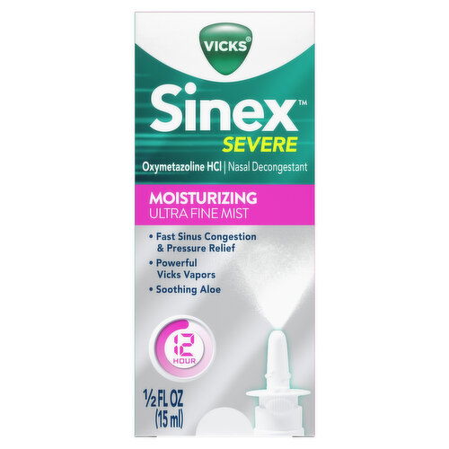 Vicks Moisturizing Vicks Sinex Severe Moisturizing Ultra Fine Nasal Mist with Aloe, Over-the-Counter Medicine, 265 Sprays