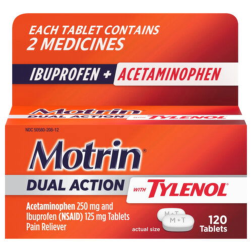 Motrin Ibuprofen + Acetaminophen, Dual Action, Tablets