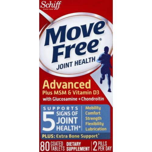 Move Free Joint Health, Advanced Plus MSM & Vitamin D3, Coated Tablets