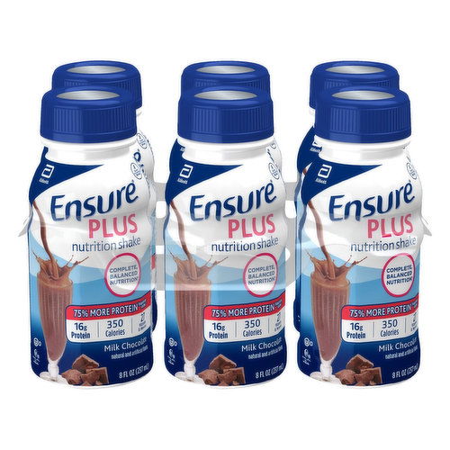 ENSURE Food & Beverage Ensure Plus Nutrition Shake Milk Chocolate 6-8 fl oz Bottles