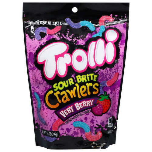 Trolli Gummi Candy, Very Berry, Sour Brite Crawlers