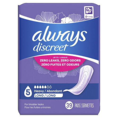 Always Discreet Discreet Pads, Heavy Absorbency, Long Length