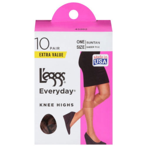 L'eggs Everyday Knee Highs, Suntan, Extra Value