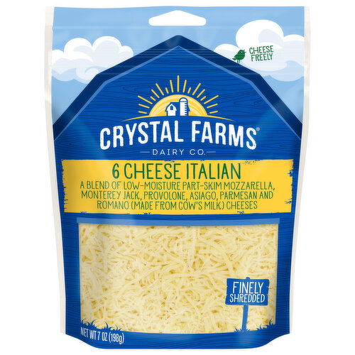 Crystal Farms Cheese, 6 Cheese Italian, Finely Shredded