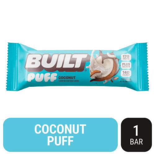 Built Bar BUILT Coconut Puff, Single Protein Bar