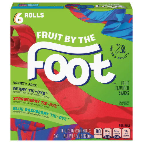Fruit by the Foot Berry Tie-Dye/Strawberry Tie-Dye/Blue Raspberry Tie-Dye Fruit Flavored Snacks Variety Pack