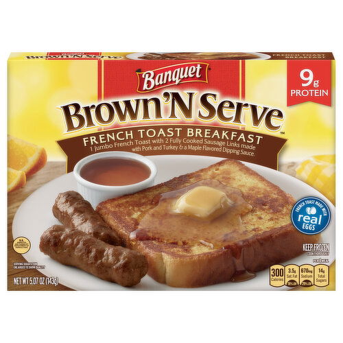 Banquet Brown 'N Serve French Toast Breakfast, Frozen Meal