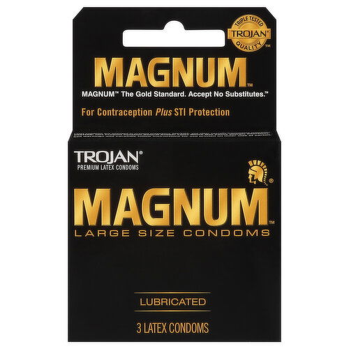 Trojan Magnum Condoms, Latex, Lubricated, Large Size