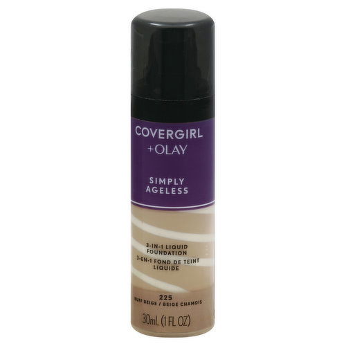 CoverGirl + Olay Simply Ageless Liquid Foundation, 3-in-1, Buff Beige 225