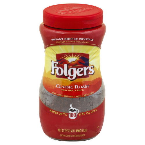 Folgers Coffee, Instant Crystals, Classic Roast 