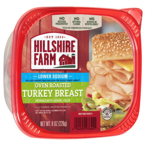 Hillshire Farm Ultra Thin Sliced Deli Lunch Meat, Lower Sodium Oven Roasted Turkey Breast, 8 oz