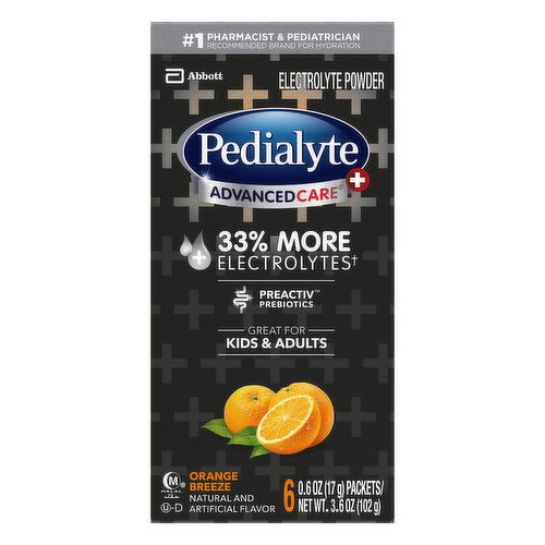 Pedialyte AdvancedCare Plus Orange Breeze Electrolyte Powder Packets