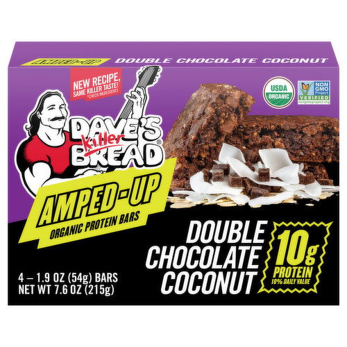 Dave's Killer Bread Protein Bars, Organic, Double Chocolate Coconut, Amped-Up