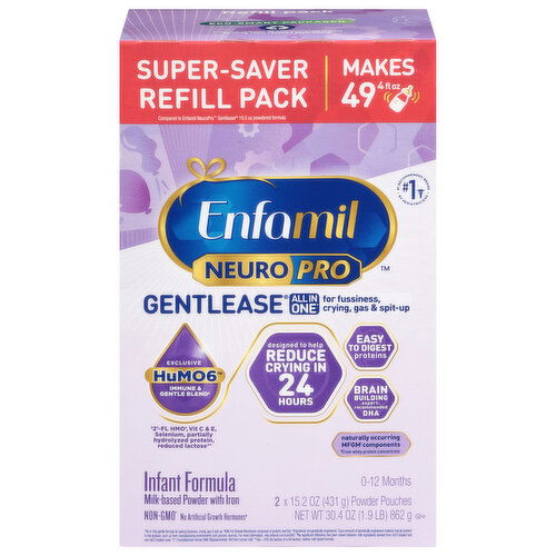 Enfamil NeuroPro Gentlease Infant Formula, Milk-Based Powder with Iron, 0-12 Months