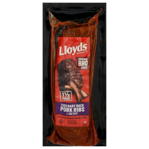 Lloyd's Pork Ribs, Baby Back, Original BBQ Sauce