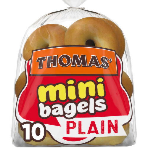 Thomas' Plain Pre-sliced Mini Bagels, 10 count, 15 oz