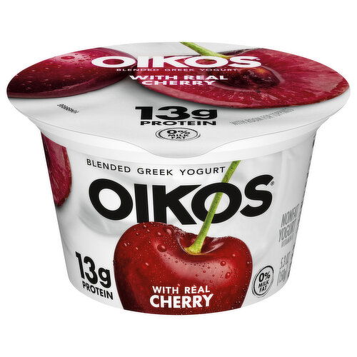 Oikos Yogurt, Nonfat, Greek, Blended, Real Cherry