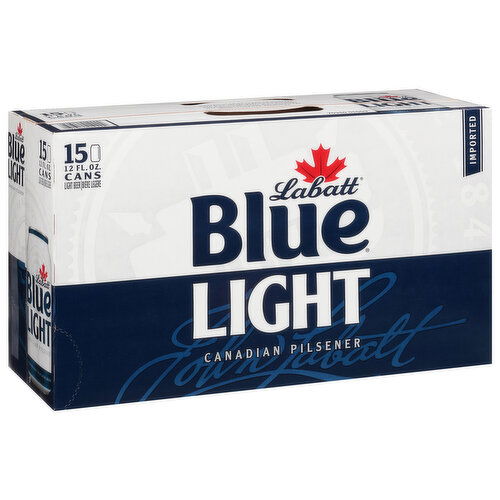 Labatt Blue Beer, Light, Canadian Pilsener, Imported