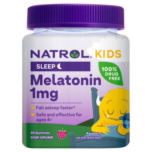 Natrol Kids Melatonin, Sleep, 1 mg, Gummies, Raspberry