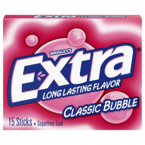 Extra Gum, Sugar Free, Classic Bubble