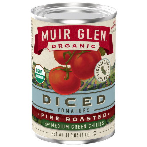Muir Glen Organic Diced Fire Roasted Tomatoes with Medium Green Chilies