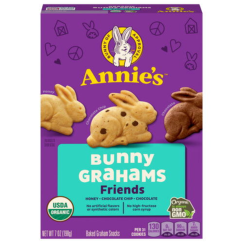 Annie's Bunny Grahams Friends Honey/Chocolate Chip/Chocolate Baked Graham Snacks