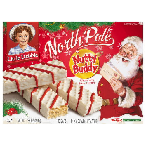 Little Debbie Nutty Buddy Wafers, with Peanut Butter, North Pole