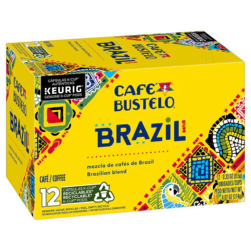 Cafe Bustelo Coffee, Brazil Blend, K-Cup Pods, 12 Each