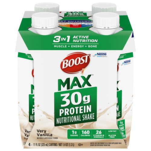 Boost Max Nutritional Drink, Very Vanilla, 3 in 1 Active Nutrition